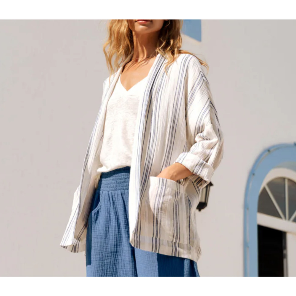 Nomad Ios Open Front Azure Stripe Gauze 100% Cott… - image 1